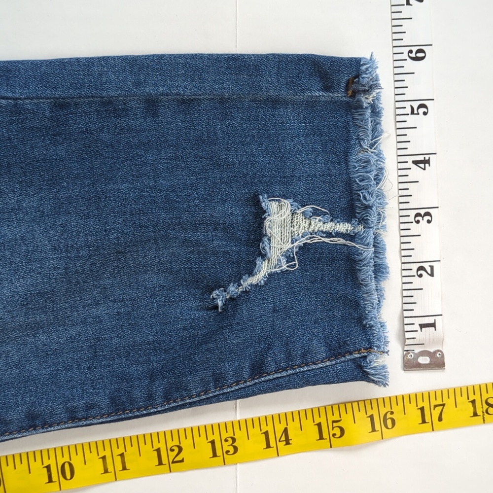 Honey & Bristle Distressed Frayed Hem Capri Jeans 10P Blue - Picture 15 of 15